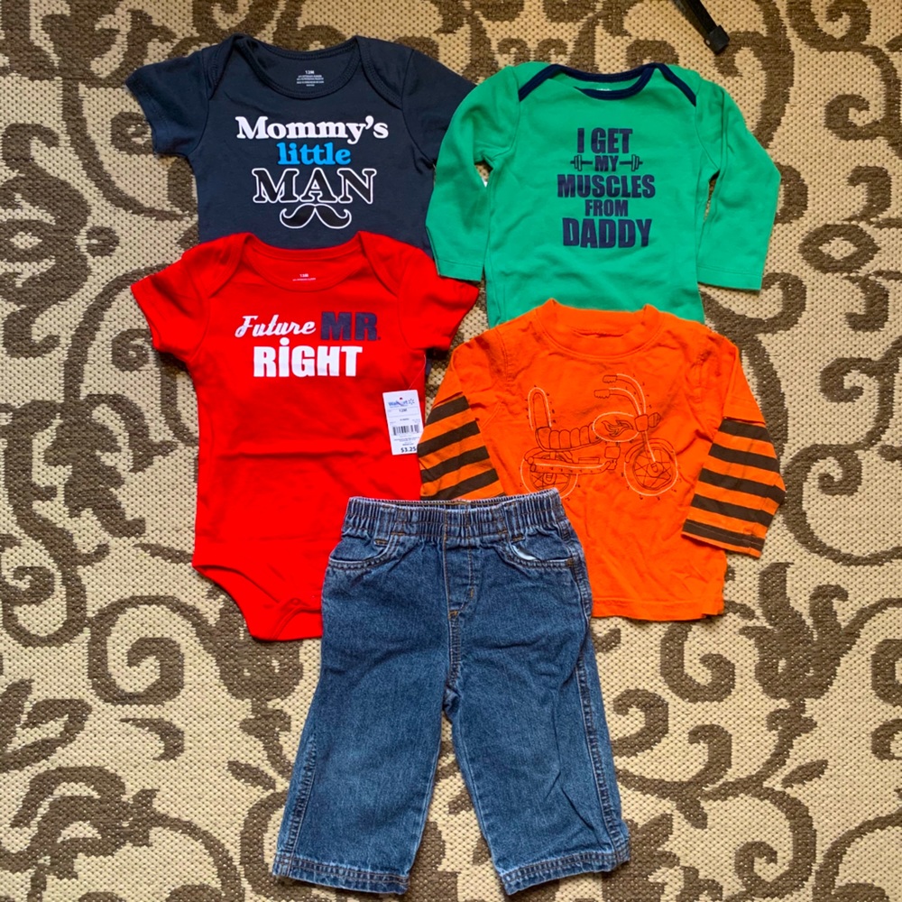 5 piece 12 month baby boy graphic lot